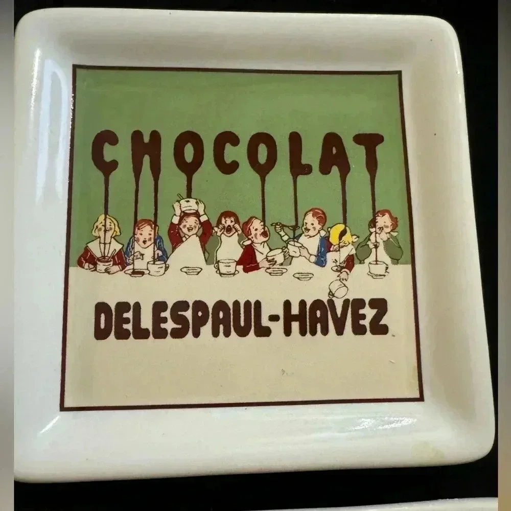 Pottery Barn French Bakery Chocolate Delespaul-Havez Coaster Set Colorful Fun
